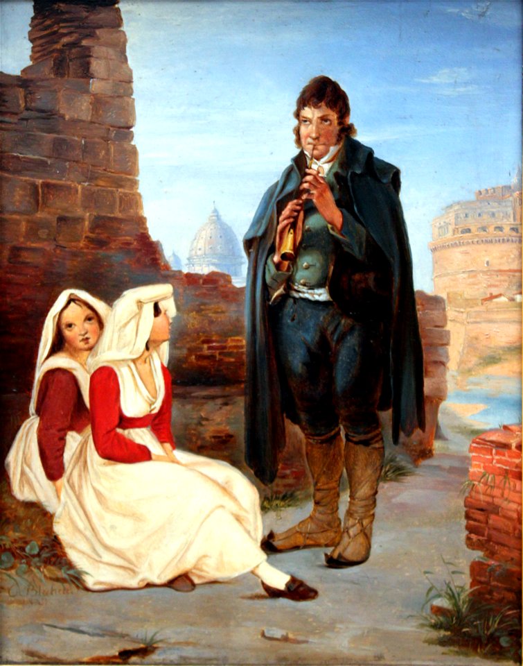 1834 Blechen Pifferaro und Mädchen in Rom anagoria