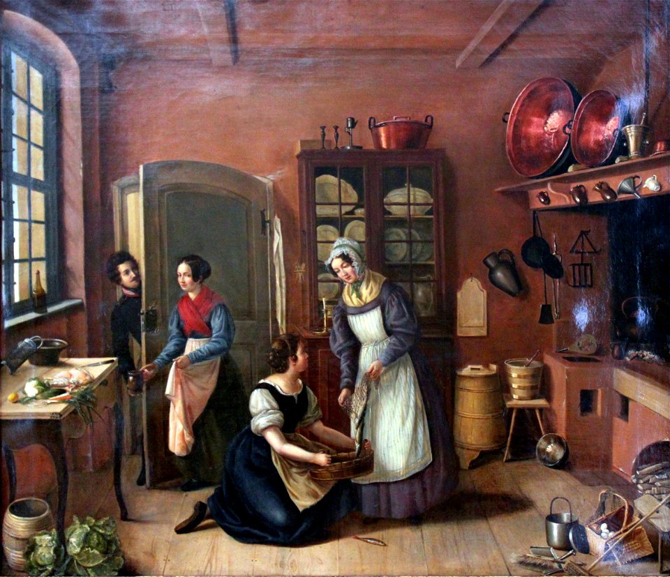 1850 Kobes Inneres einer Berliner Kueche anagoria