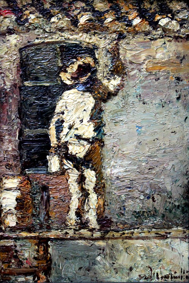 1875 Monticelli Anstreicher an einer Hauswand anagoria