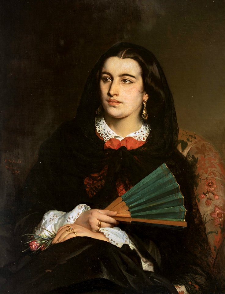 Jean-François Portaels - Milanese lady with a fan, 1857