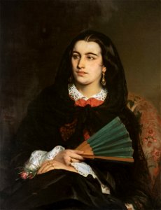 Jean-François Portaels - Milanese lady with a fan, 1857