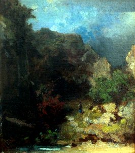 1870 Spitzweg Landschaft mit weiblicher Figur anagoria