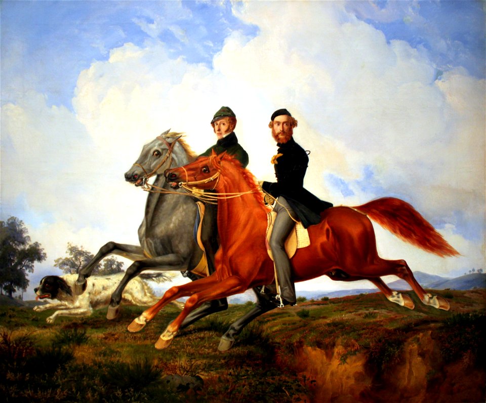 1851 Krueger Zwei Reiter im Galopp anagoria