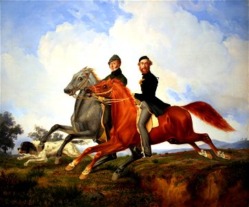 1851 Krueger Zwei Reiter im Galopp anagoria