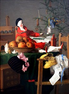 1840 Weihnachten Maedchen-Gabentisch anagoria