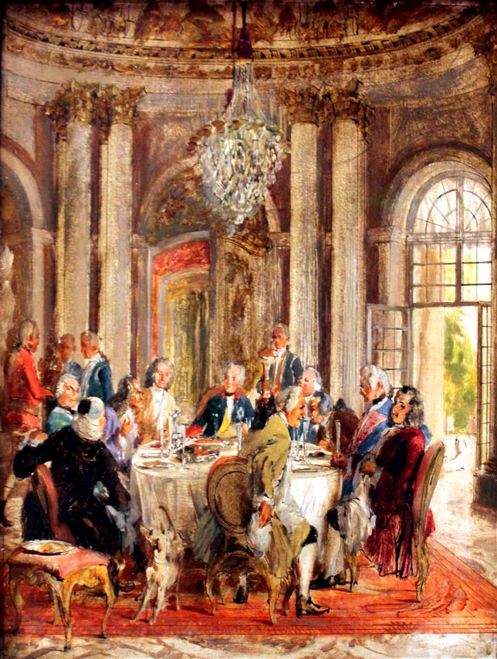 1848 Menzel Tafelrunde Friedrichs II. in Sanssouci anagoria