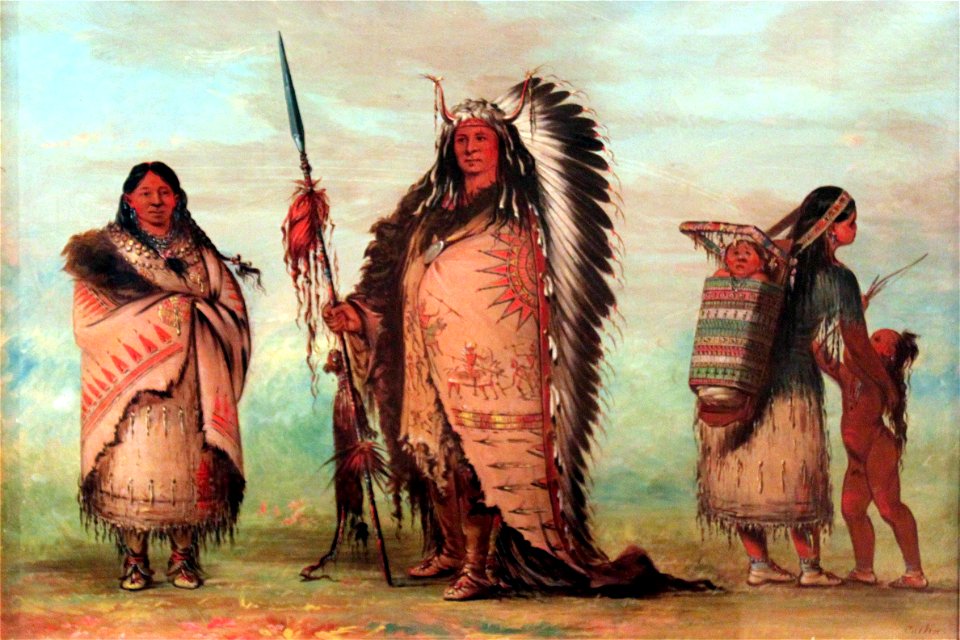 1854 Catlin Sioux Black Rock mit Familie anagoria