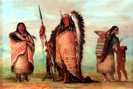 1854 Catlin Sioux Black Rock mit Familie anagoria