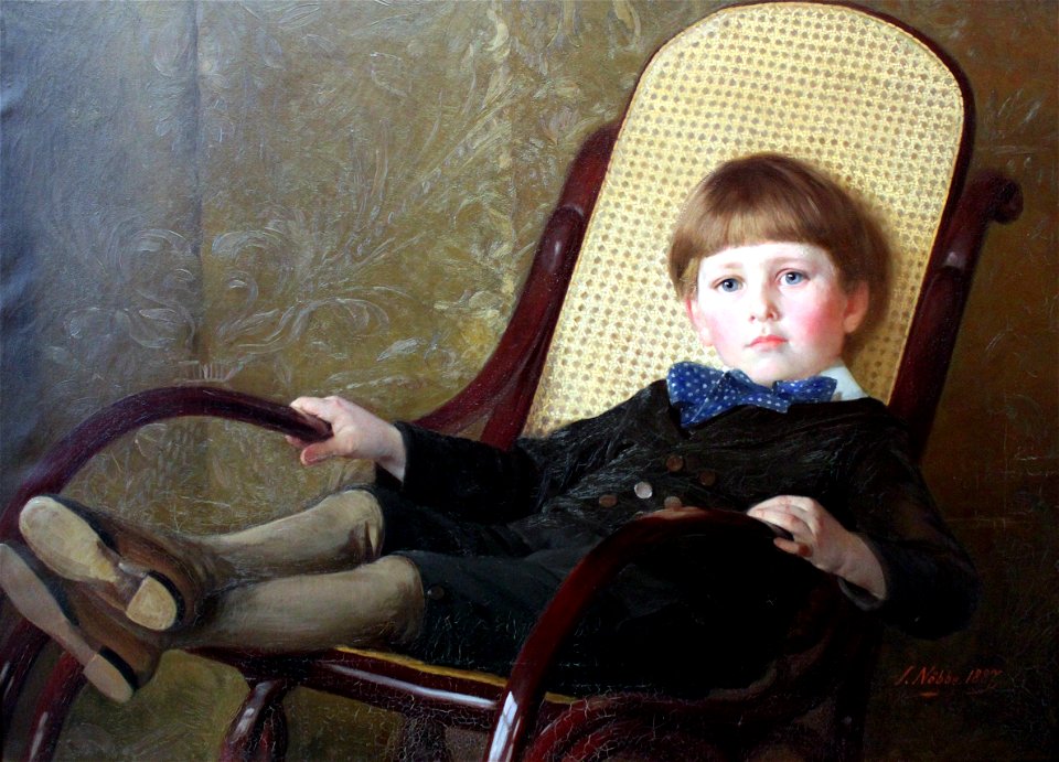 1887 Nöbbe Erwin Nöbbe als Kind im Schaukelstuhl anagoria