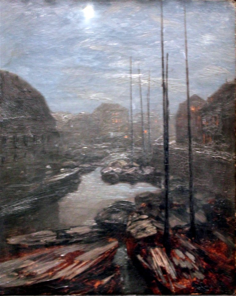 1855 Menzel Mondschein über der Friedrichsgracht anagoria