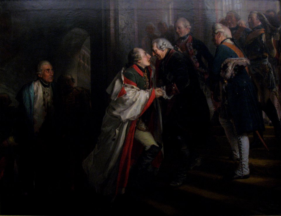 1857 Menzel Begegnung Friedrichs II. mit Kaiser Joseph II. in Neiße im Jahre 1769 anagoria