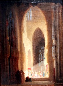 1870 Spitzweg Kircheninneres mit Prozession anagoria