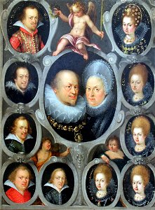 1605 Friedrich I, mit Sibylla von Württemberg und Kindern anagoria