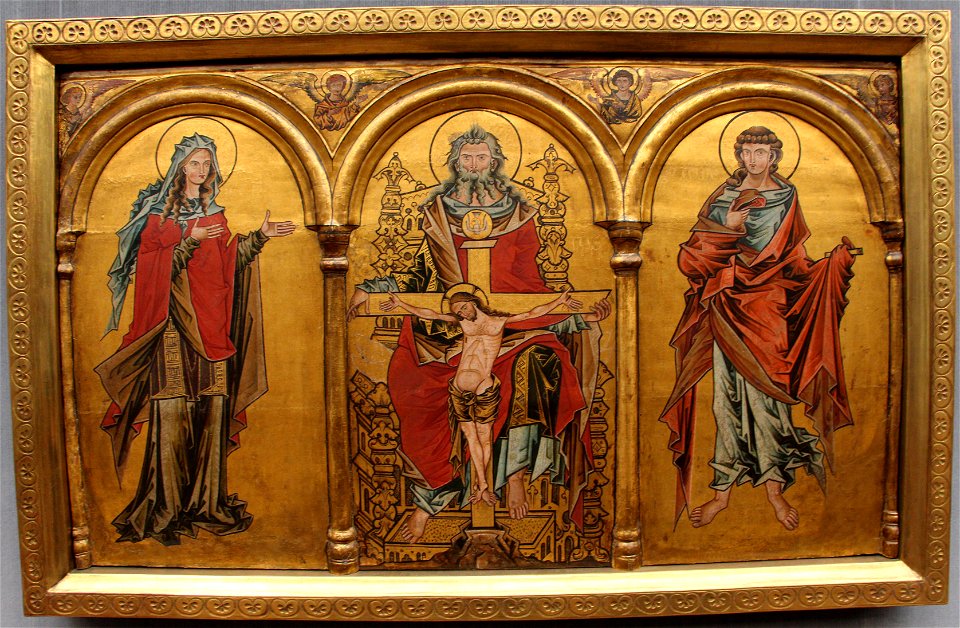 Westfalia, altare con la trinità, madonna e san giovanni, 1250 ca. 01