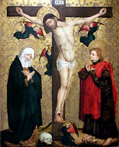 1455 Kreuzigung Christi mit Maria und dem Evangelisten Johannes anagoria. Free illustration for personal and commercial use.