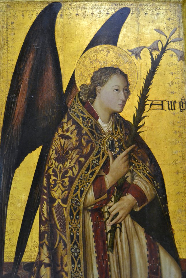 Anunciació de Jacomart, arcàngel Gabriel, museu de Belles Arts de València
