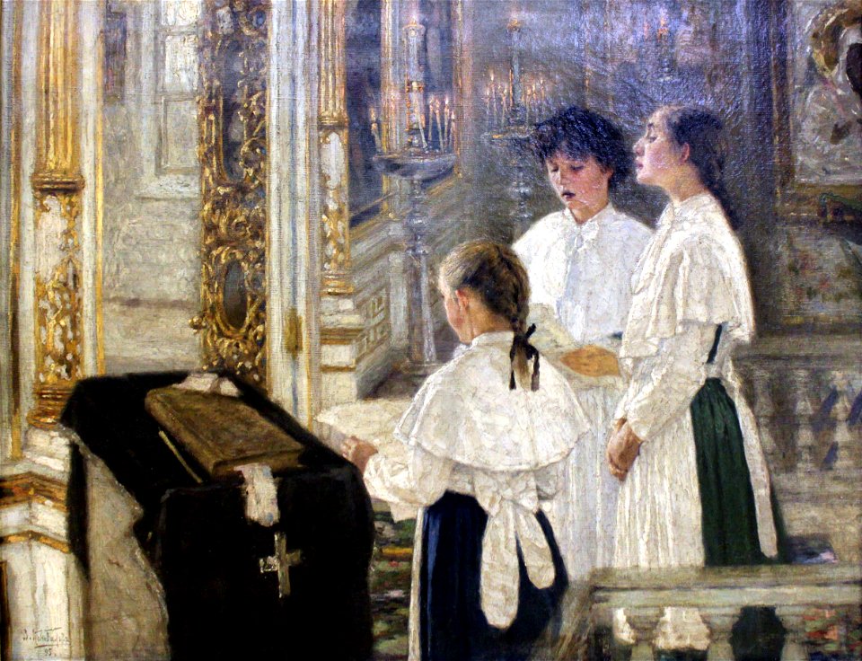 1895 Konovalov Schulmaedchen in der Kathedrale anagoria