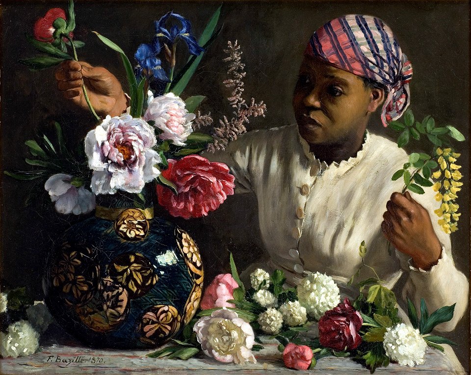 Bazille, Négresse aux pivoines