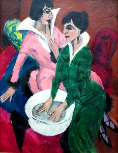 1913 Kirchner Zwei Frauen mit Waschbecken anagoria