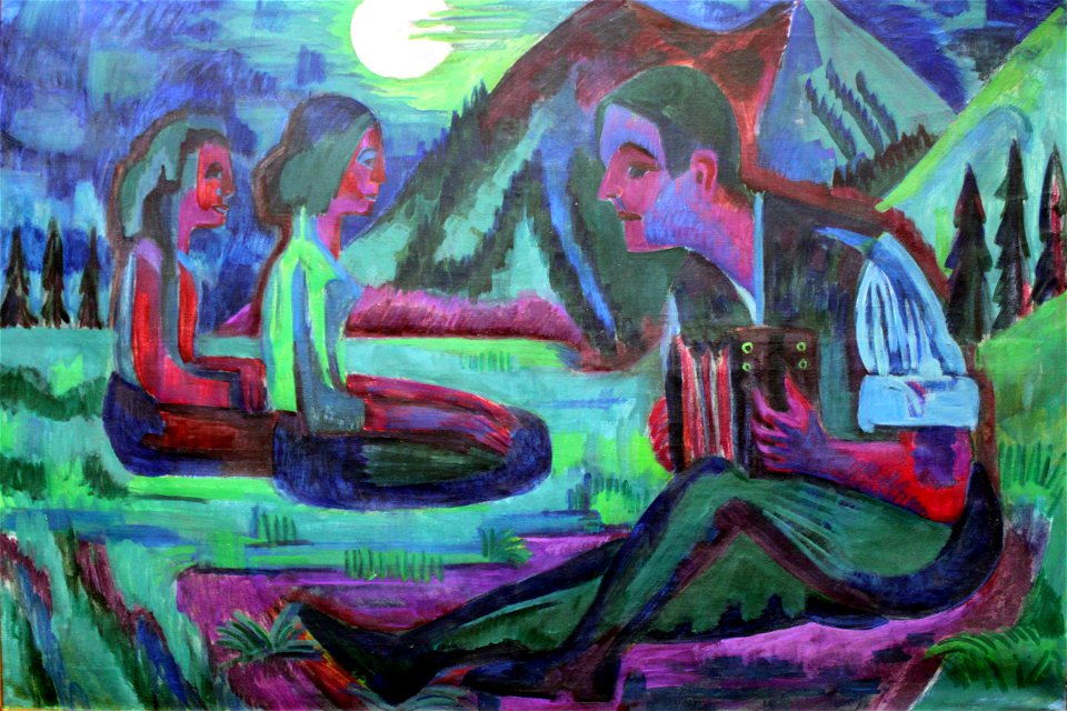 1924 Kirchner Handorgler in Mondnacht anagoria