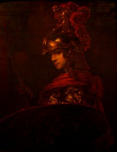 Athena Pallas - attr Rembrandt - ca 1655 - oil on canvas. Free illustration for personal and commercial use.