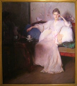 Arrangement in Pink and Gray (Afternoon Tea), circa 1894, by Edmund C. Tarbell (1862-1938) - Worcester Art Museum - IMG 7585
