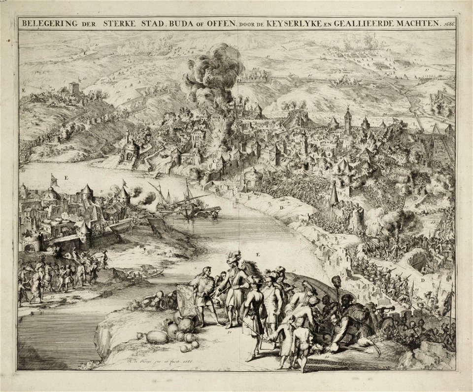 Belegering en inname van de stad Buda en Offen door de Keizerlijke geallieerde troepen onder opperbevel van Leopold I op 2 september 1686. NL-HlmNHA 53009097 01