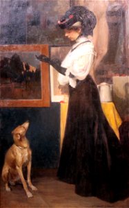 1910 Luebbert Dame mit Windspiel anagoria