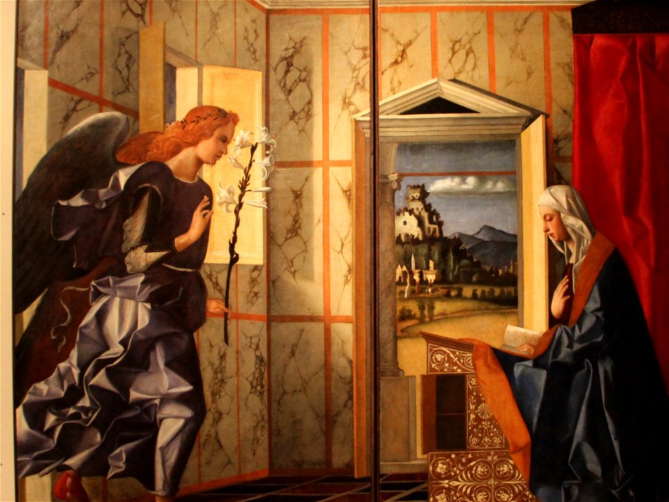 Colored marbles - Giovanni bellini e aiuti, annunciazione, 1500 ca. 01 (cropped)