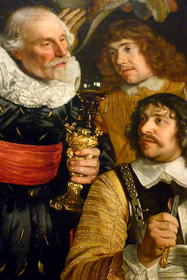 Bekerschroef, detail van Schuttersschilderij uit 1648 door Barth. vd Helst