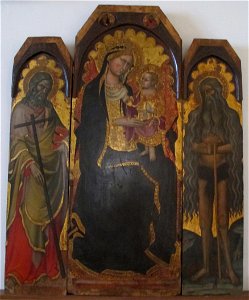 Benedetto di bindo, madonna in trono coi santi andrea e onofrio