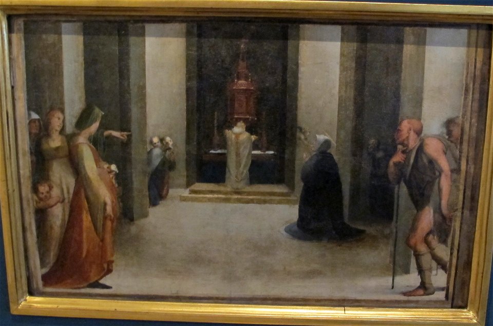Beccafumi, stimmate di caterina da siena tra i santi benedetto e girolamo, 1514-17, predella 02