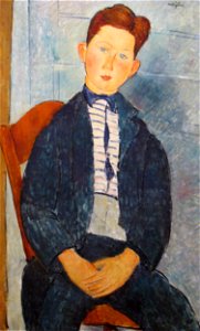 1918 Amedeo Modigliani Junge in gestreiftem Hemd anagoria. Free illustration for personal and commercial use.