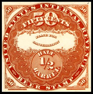 Beer revenue stamp 50c 1870 issue