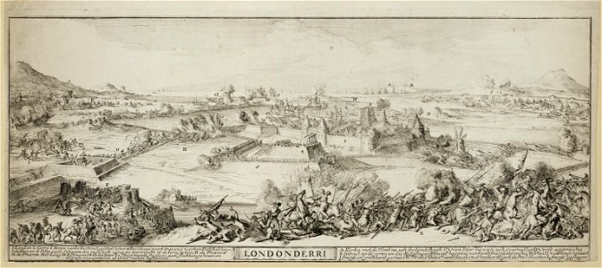 Belegering van Londonderry door de troepen van koning Jacobus II, van 18 april tot 28 juli 1689. NL-HlmNHA 53009118