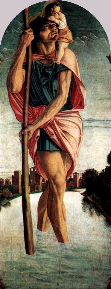 Bellini, Giovanni - Polyptych of San Vincenzo Ferreri (left panel, St Christopher)