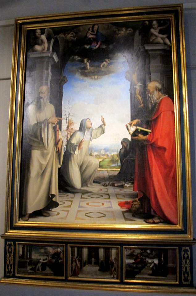 Beccafumi, stimmate di caterina da siena tra i santi benedetto e girolamo, 1514-17, 02