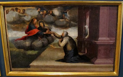 Beccafumi, stimmate di caterina da siena tra i santi benedetto e girolamo, 1514-17, predella 03