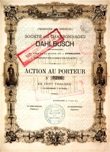 Bergwerksgesellschaft Dahlbusch 1873 Rückseite 