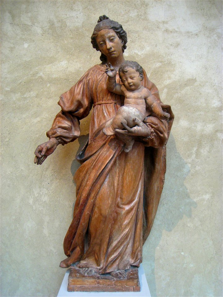 Virgin and Child, workshop of Antonio Begarelli, Italian, Modena, circa 1499-1565, terra cotta - Worcester Art Museum - IMG 7583