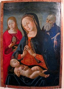 Bernadino fungai, madonna col bambino e i santi m. maddalena e a. abate. Free illustration for personal and commercial use.
