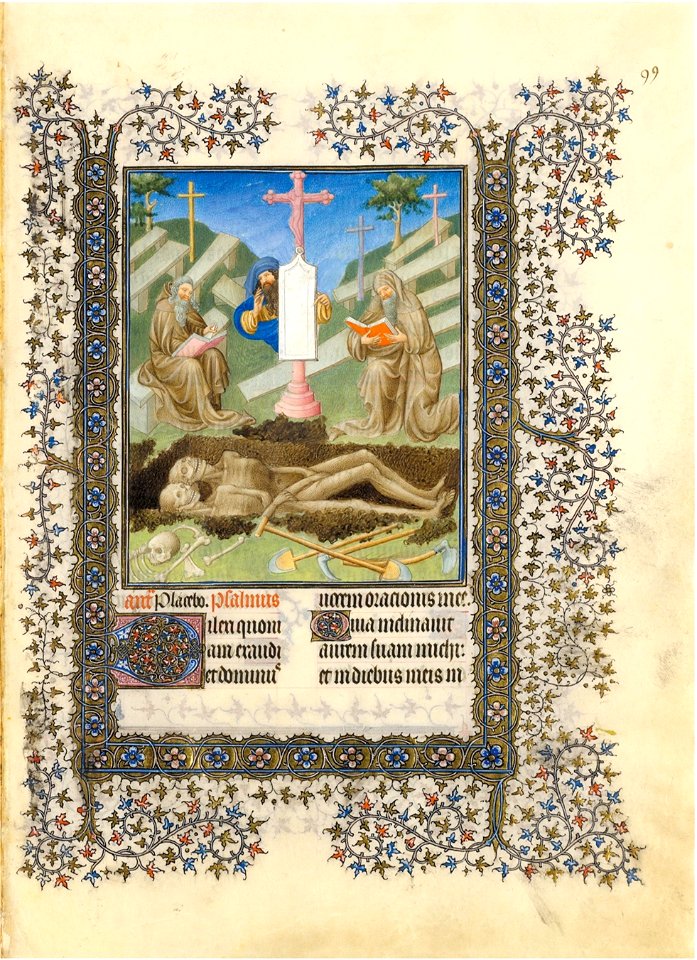 Belle Heures du duc de Berry - f099r - un cimetière
