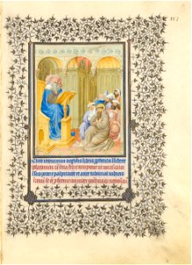 Belle Heures du duc de Berry - f183r - Saint Jérôme étudiant les philosophes classiques