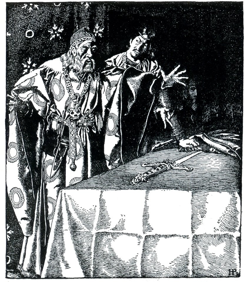 Arthur-Pyle Sir Kay showeth the mystic sword unto Sir Ector