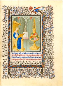 Belle Heures du duc de Berry - f15r - Sainte Catherine dans son studio