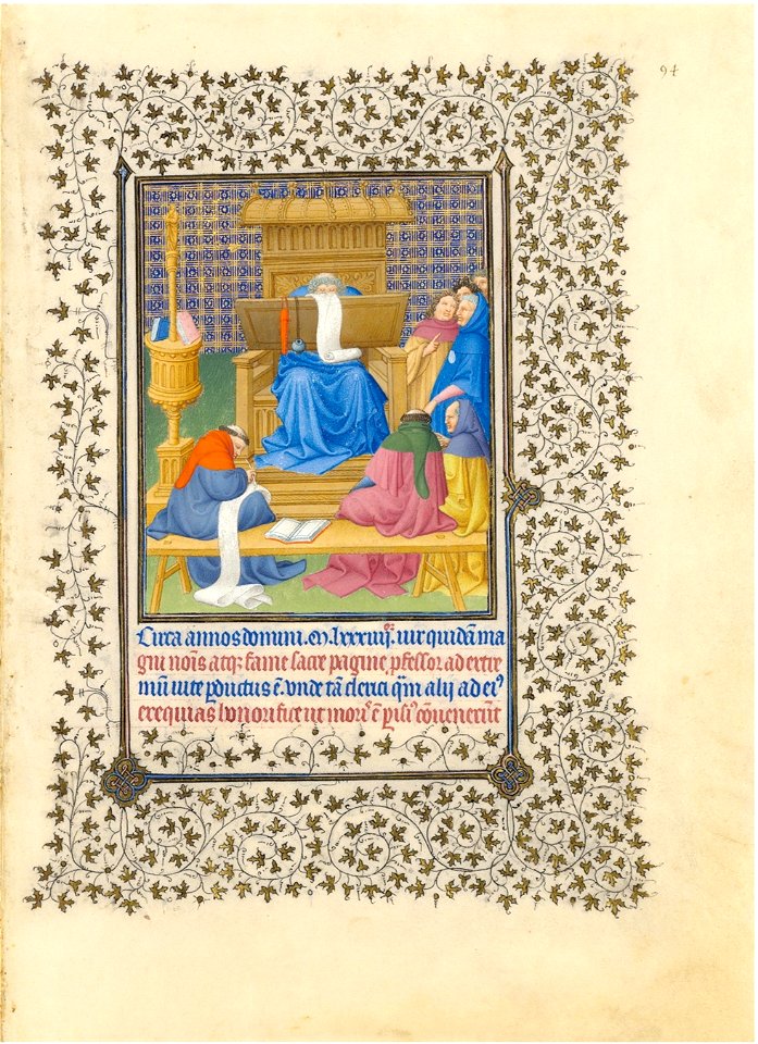 Belle Heures du duc de Berry - f094r - Raymond Diocrès expliquant les Écritures.EL