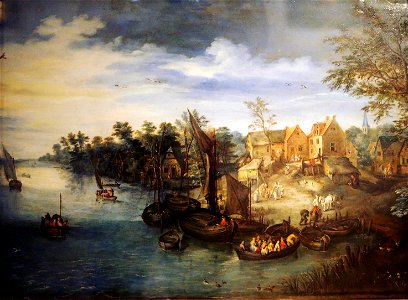 Brueghel River Landscape. Free illustration for personal and commercial use.
