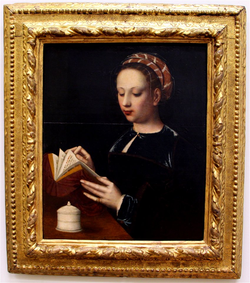 Ambrosius benson (attr.), madonna leggente, 1520-50 ca.
