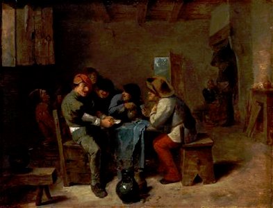 Adriaen Brouwer - Card playing peasants in a tavern