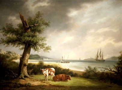 'The Narrows, New York Bay' by Thomas Birch. Free illustration for personal and commercial use.